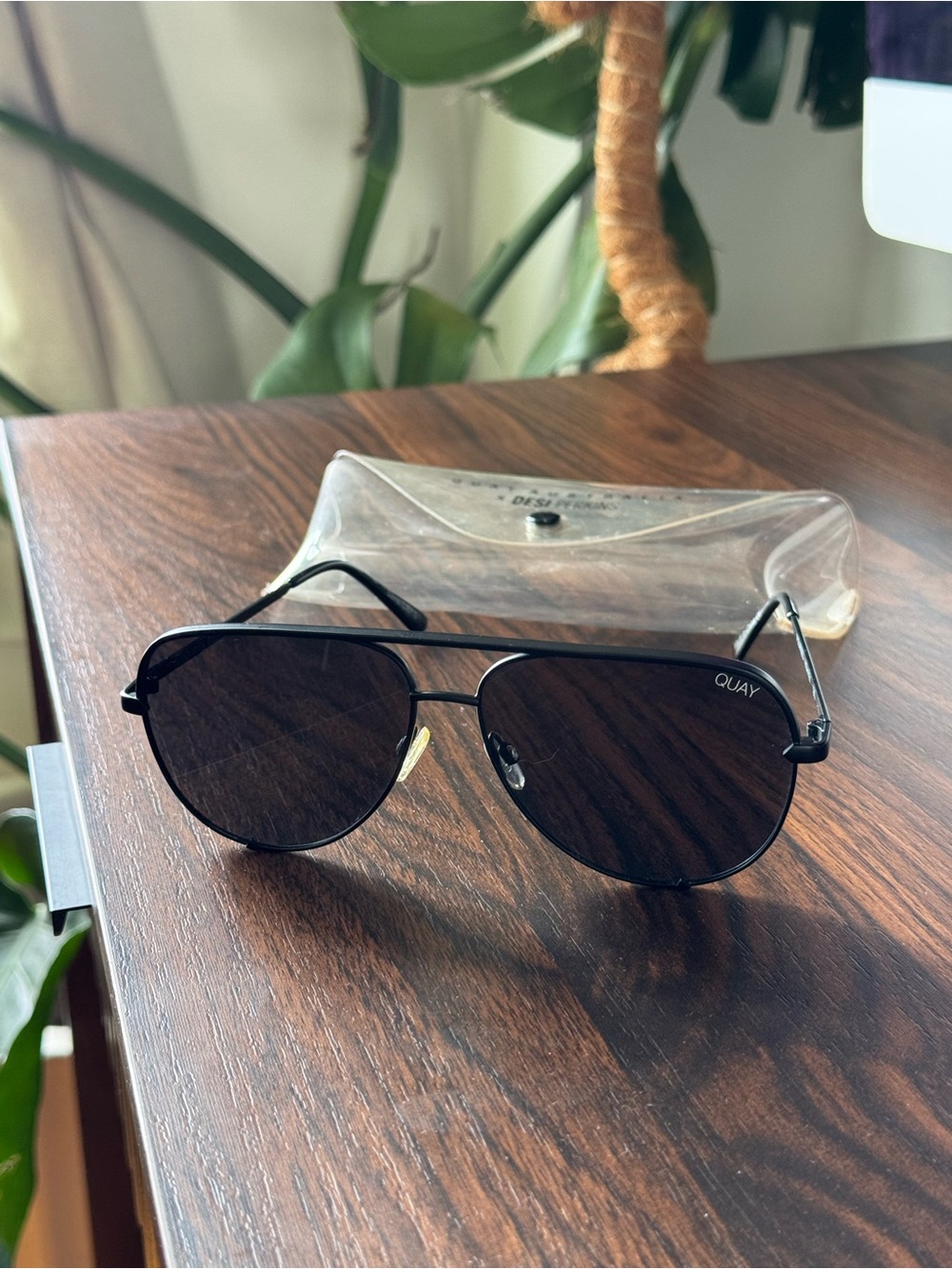 Quay Australia x Desi High Key Black Aviator Sunglasses